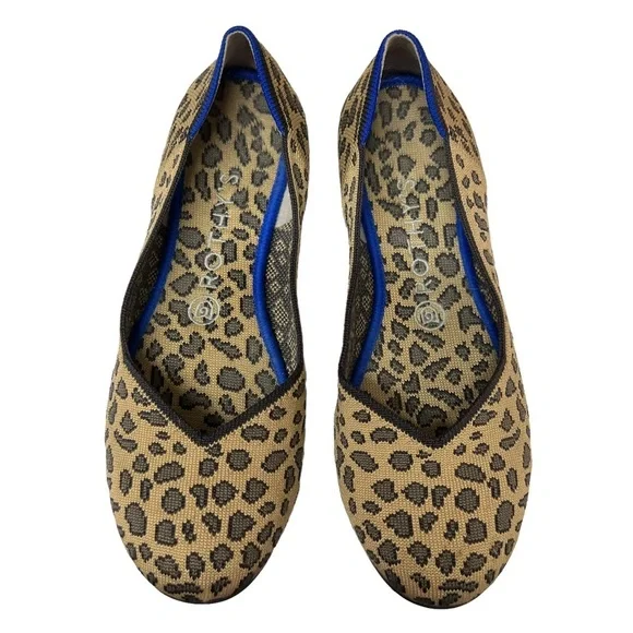 Rothy’s The Flat Round Toe Leopard Print Ballet Flats 8.5
